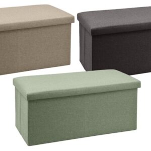 Pouf Contenitore Doppio in Tessuto o Velluto Ecopelle Cassapanca 76x34x34h cm