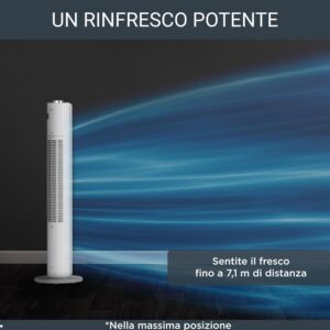 Rowenta Urban Cool Ventilatore a Torre 3 Velocità Regolabili Design sottile Ventilatore Silenzioso Oscillazione 120 gradi Timer 1.8 h VU6720